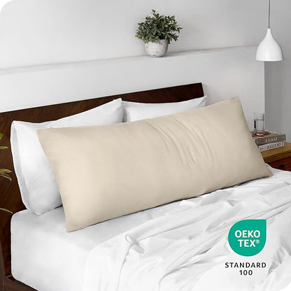 Bare Home Microfiber Body Pillow Cover - Ultra Soft - Cooling Pillowcase - Double Brushed - Pillowcase with Zipper Closure - Easy Care (20''x54'' Body Pillow Cover, Sand)