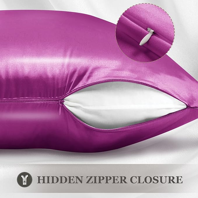 Adubor 100% Silk Pillowcase - Mulberry Silk Pillow Cases, 22 Momme 6A Grade Fibers, Silk Pillow Case for Hair and Skin Health, with Hidden Zipper (Queen 20''x30'', Dark Purple, 1PC)