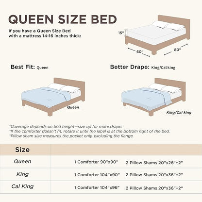 Bedsure Queen Comforter Set - Lavender Comforter, Boho Tufted Shabby Chic Bedding for Kids, 3 Pieces Vintage Farmhouse Bed Set for All Seasons, Fluffy Soft Bedding with 2 Pillow Shams