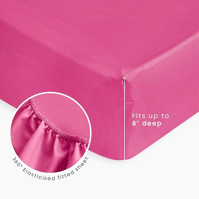 Wake In Cloud - Gingham Toddler Bedding Set for Girls Boys, Cute Plaid Buffalo Check, 4 Pieces Soft Crib Bed Set Including Comforter, Sheets and Pillowcase, Hot Pink