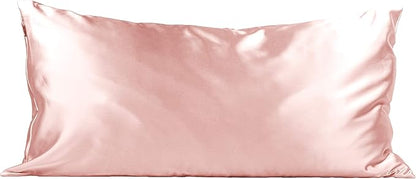 Kitsch Satin Pillowcase with Zipper for Hair & Skin - Softer Than Silk Pillow Cases, Smooth Cooling Satin Pillow Case, Wrinkle-Free, Machine Washable - King Size Satin Pillow Case (19x36) - Blush
