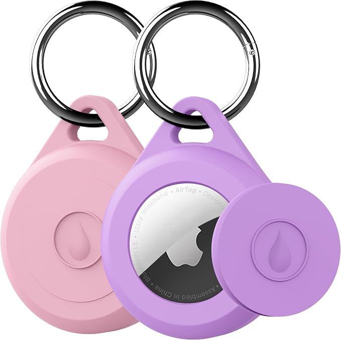 for Air tag Keychain Holder Case for Apple Air tag 1st & 2nd Generation, 2 Pack of IPX8 Waterproof, Fully Shockproof, Anti Scratch for Air tag Holder Case for Key, Kid, Bag, Luggage, Pets Collar