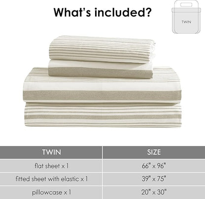 ClevaHome Classic Stripe Sheet Set - 3 Pieces Super Soft & Breathable Bed Sheet Set with Deep Pocket, Enhanced Comfort & Easy Care (Twin, Desert Stripe)