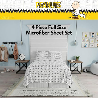 Collectibles Peanuts Snoopy Bedding Super Soft Cozy Microfiber 4 Piece Full Sheet Set, (Officially Licensed Product) By Franco