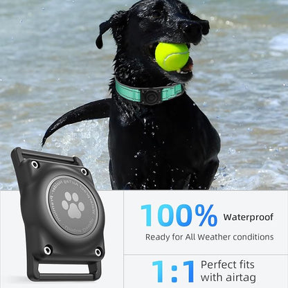 Upgrade Dog Collar with AirTag Holder, IP68 Waterproof, Aqua, L | Built-in Water Resistant AirTag holder, 1000D Nylon, Reflective Stitching for Night Visibility, Soft padding for Comfort