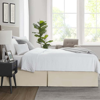 Nestl Cream Bed Skirt Queen Size - Queen Bed Skirt 14 Inch Drop - Brushed Microfiber - Hotel Quality Pleated Bed Skirt - Shrinkage & Fade Resistant