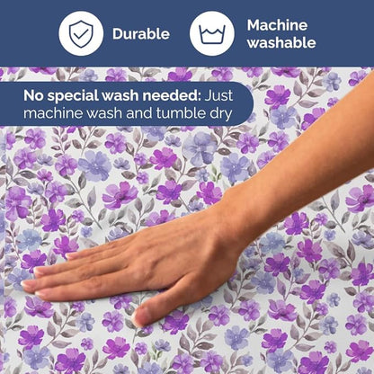 Floral Sheets - Purple Floral Bed Sheet Set - 1 Flat, 1 Fitted & 2 Pillowcases w/ Deep Pockets - Comfy, Wrinkle & Fade Free Boho Botanical Bedding - Soft, Breathable & Cooling - New King Size