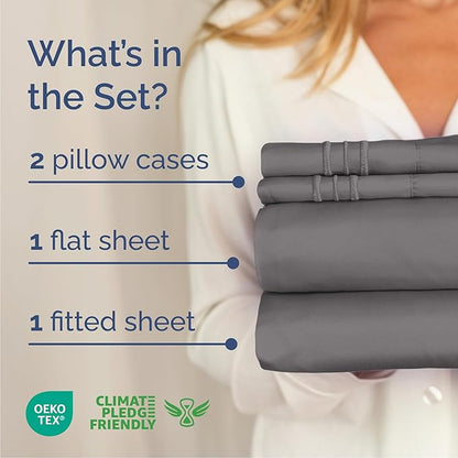 Cal King Size 4 Piece Sheet Set - Comfy Breathable & Cooling Bed Sheets Set - Hotel Luxury Bedding for Women, Men, Kids, Teens, Boys & Girls - Deep Pockets, Soft, Wrinkle Free - Oeko-Tex - Dark Grey
