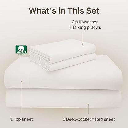California Design Den California King Sheet Set - 100% Cotton, Luxuriously Soft 600 Thread Count Sateen, Deep Pocket Cal King Sheet Set - True Ivory