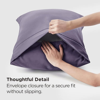 Bedsure Pillow Cases Standard Size Set of 2 - Grayish Purple Brushed Microfiber Pillowcases, Super Soft Pillow Case Covers with Envelope Closure for Kids, Wrinkle, Fade Resistant, 20x26 Inches