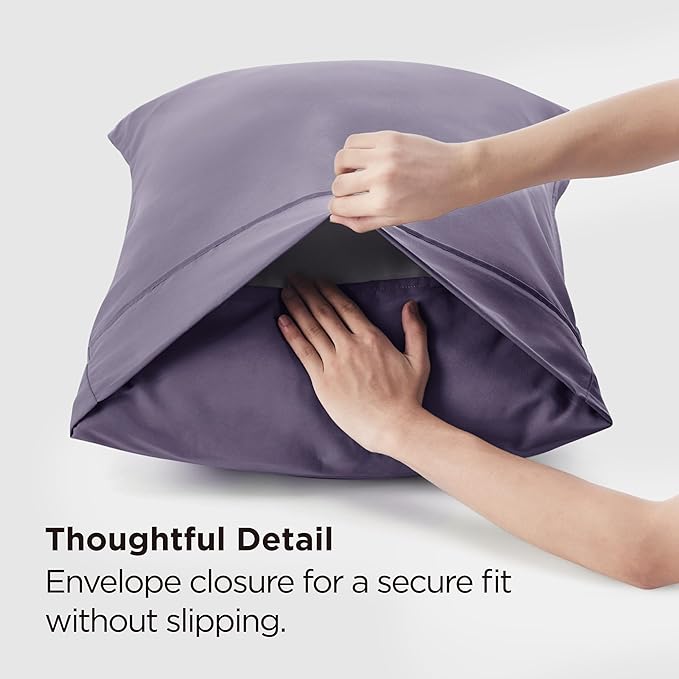 Bedsure King Size Pillow Cases Set of 2 - Grayish Purple Brushed Microfiber Pillowcases 2 Pack, Super Soft Pillow Case Cover with Envelope Closure for Kids, Wrinkle, Fade Resistant, 20x36 Inches