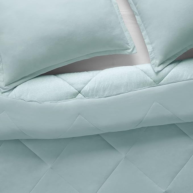 Serta Supersoft Cooling 3 Piece Reversible Comforter Set with Pillow Covers for All Season, Full/Queen, Ether