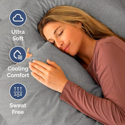 Short Queen Size 4 Piece Sheet Set - RV Short Queen, Soft, Breathable and Cooling Bed Sheets Set with Deep Pockets - Hotel Luxury Bedding for Women, Men, Kids, Teens, Boys and Girls - Heathered Grey