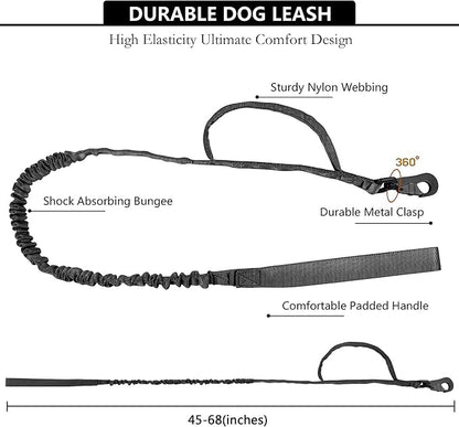 Tactical AirTag Dog Collar Leash Set - Heavy Duty, Adjustable GPS Collar | Compatible with Apple AirTag, with Holder & Control Handle for Medium/Large Dogs [ Black, M ]
