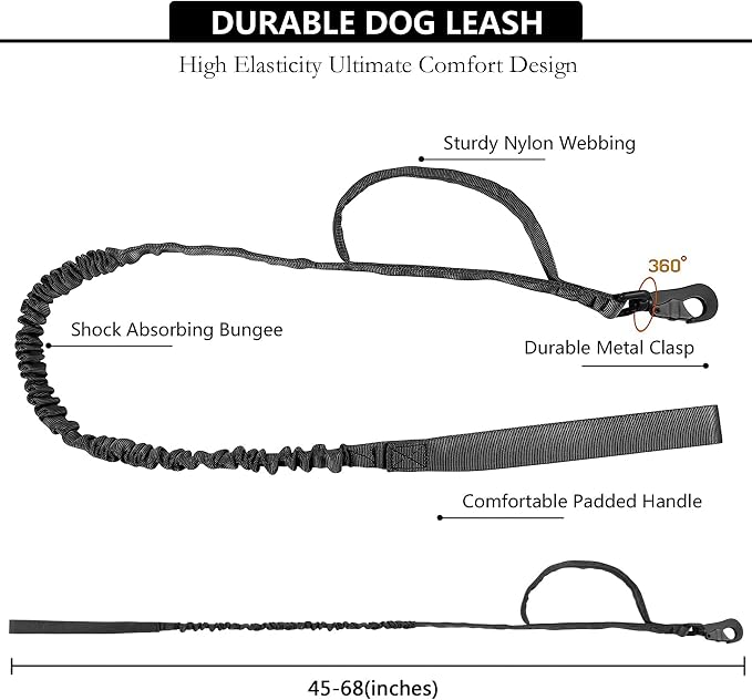 Tactical AirTag Dog Collar Leash Set - Heavy Duty, Adjustable GPS Collar | Compatible with Apple AirTag, with Holder & Control Handle for Medium/Large Dogs [Black, XL]