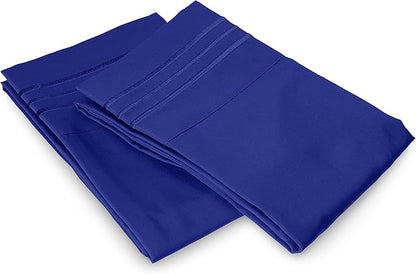 Elegant Comfort Luxury Ultra-Soft 2-Piece Pillowcase Set - 1500 Premium Hotel Quality Microfiber Double Brushed - Wrinkle Resistant, Standard/Queen, Royal Blue