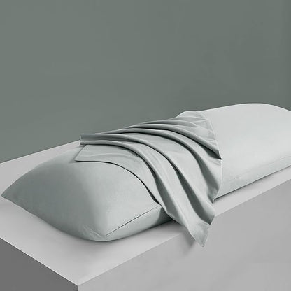 MILVOWOC 2Pcs Brushed Microfiber Body Pillowcases - 20 x 48 Inch, Silver Pillow Case Set Non Slip Envelope Pillow Cover with Moisture Absorption and Anti-Wrinkle