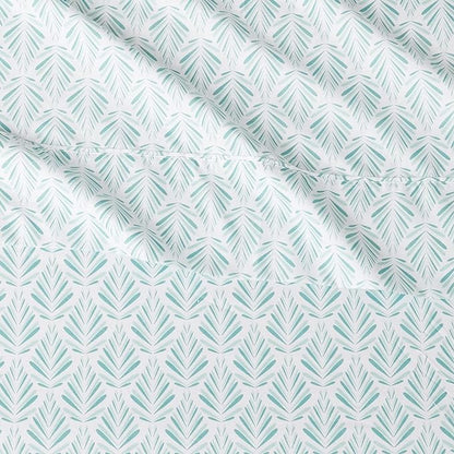 Amazon Basics Breathable, Lightweight Brushed Microfiber 3 Piece Bed Sheet Set with 14-Inch Deep Pockets, Wrinkle-Resistant, Twin XL, Aqua Fern, Printed