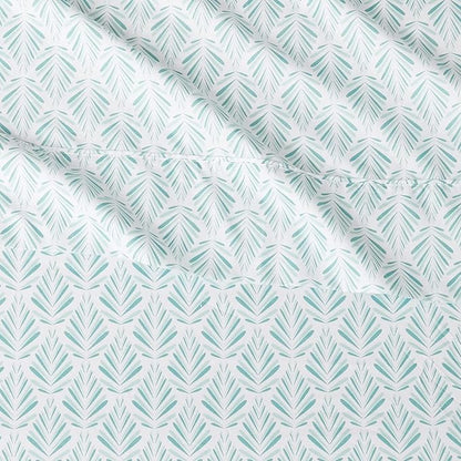 Amazon Basics Lightweight Super Soft Easy Care Wrinkle Free Microfiber 3 Piece Bed Sheet Set with 14-Inch Deep Pockets, Twin, Aqua Fern, Floral, Kids, Men & Women Bedding
