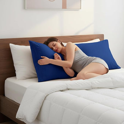 Elegant Comfort Luxury Ultra-Soft 1-Piece Body Pillowcase - 1500 Premium Hotel Quality Microfiber Double Brushed - Wrinkle Resistant, Body Pillowcase Size, Royal Blue
