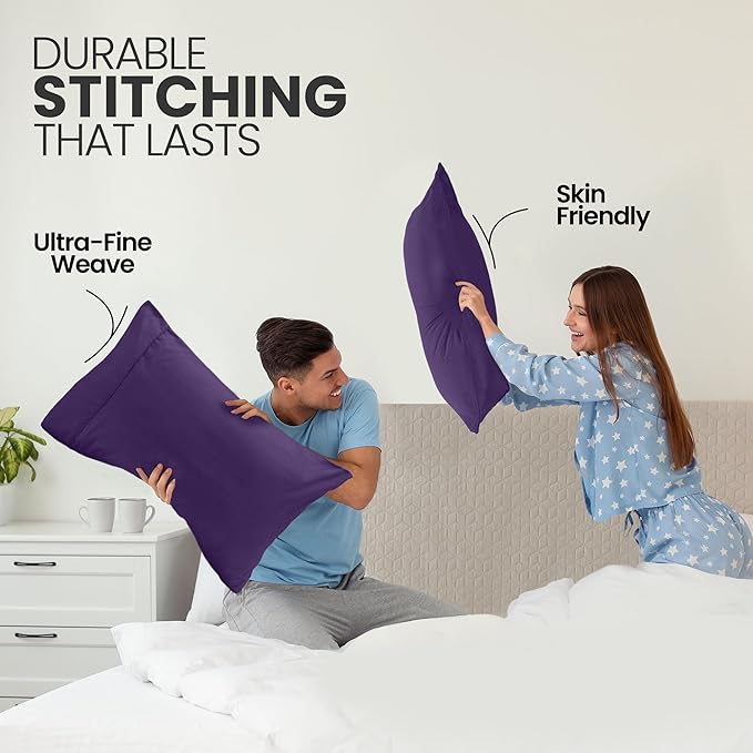 Utopia Bedding Queen Pillow Cases - 2 Pack - Envelope Closure - Soft Brushed Microfiber Fabric - Shrinkage and Fade Resistant Pillow Covers Queen Size 20 X 30 Inches (Queen, Egg Plant)