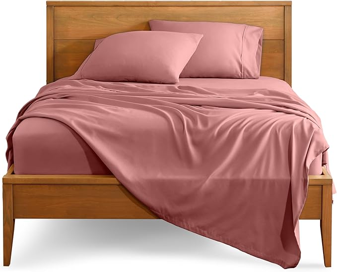 Bare Home King Sheet Set - 1800 Ultra-Soft Microfiber King Bed Sheets - Double Brushed - Deep Pockets - Easy Fit - 4 Piece Set - Bedding Sheets & Pillowcases (King, Dusty Rose)