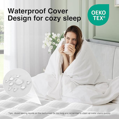 Novilla Twin XL Mattress Topper, Extra Thick Pillow Top - Overfilled Hotel Luxury Mattress Pad Cover for Back Pain Relief, Breathable Fluffy Down Alternative Fill, 8-21” Deep Pocket, Green-White