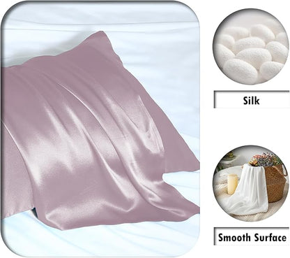 Silk Pillow Cases 2 Pack Soft Breathable and Sliky King Size Pillow Cases Set of 2,Natural Mulberry Silk Pillowcase Set of 2 for Hair and Skin with Hidden Zipper (Lavender,20"X 36",2pcs)