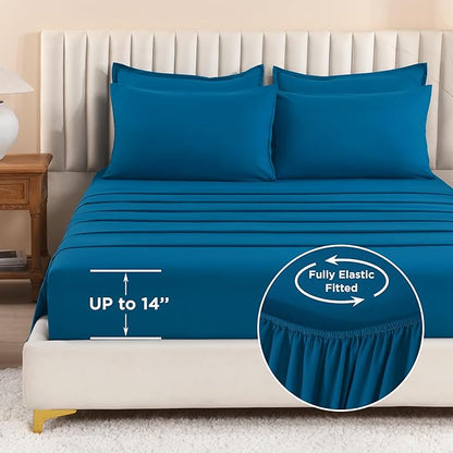 Litanika Comforter Queen Size Set Teal - 7 Pieces Bed in a Bag Queen Bedding Comforter Sets, Plain Lightweight Bed Set with Comforter, Sheets, Pillowcases & Shams
