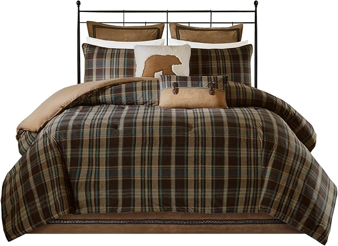 Woolrich Rustic Lodge Cabin Comforter Set - All Season Down Alternative Warm Bedding Layer and Matching Shams, Oversized Twin, Hadley Plaid, Multi