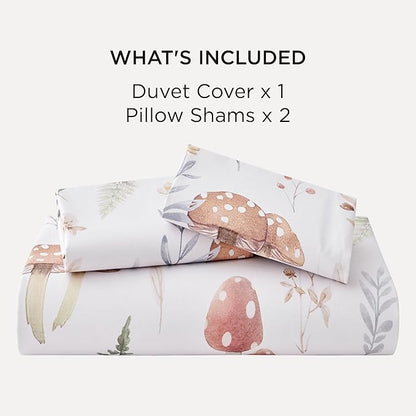 Bedsure Duvet Cover Queen Size - 100% Cotton Reversible Cute Flower Floral Duvet Cover Set with Zipper Closure, 3 Pieces Soft & Breathable PureWoven Shell Beige Bedding Set with 2 Pillow Shams 20"x26"
