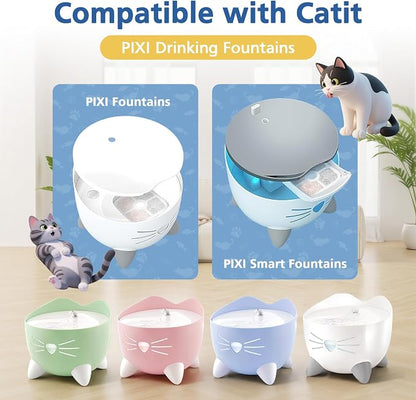 25 Pack Cat Fountain Filter Compatible With Catit PIXI Drinking Fountain | Replacement Triple Action Water Filter with Ion-exchange Resin & Activated Carbon, White
