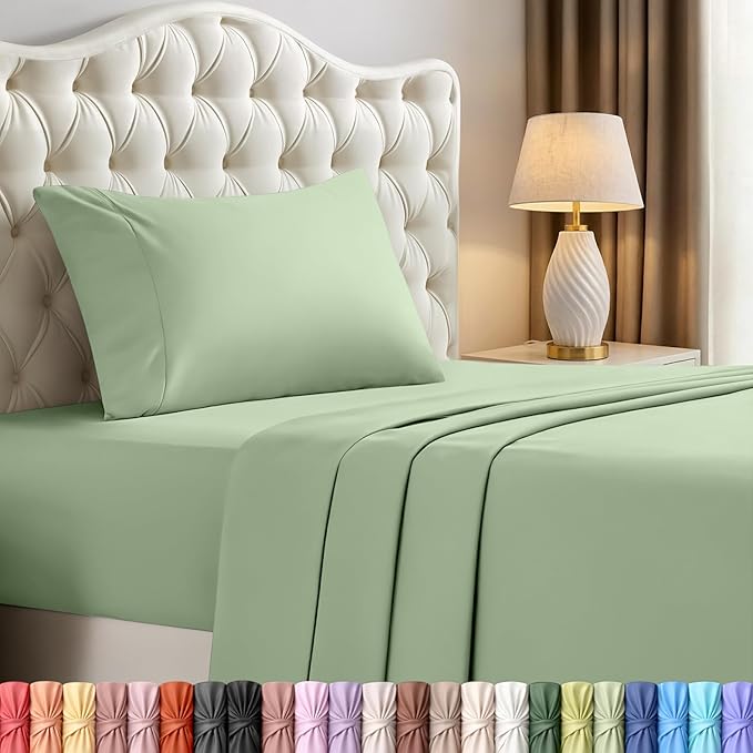 Utopia Bedding Twin Sheet Set – 3 Piece Bed Sheets for Twin Size Bed, Soft and Breathable Microfiber, Includes 1 Fitted Sheet, 1 Flat Sheet and 1 Pillowcase (Sage)