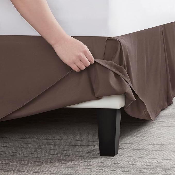 Nestl Dark Brown Twin Bed Skirt - Twin Size Bed Skirt 14 Inch Drop - Brushed Microfiber Bed Skirts - Hotel Quality Pleated Bed Skirt - Shrinkage & Fade Resistant