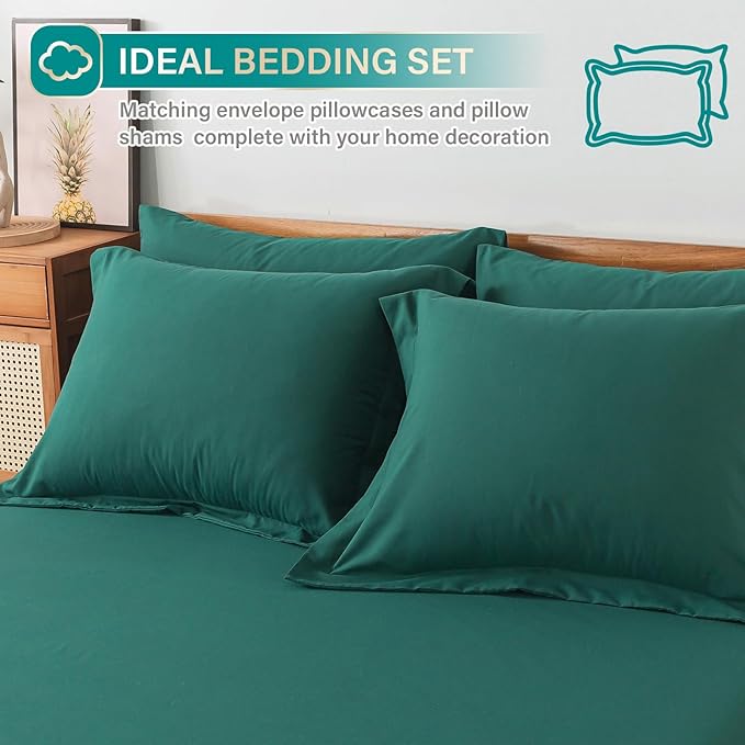 Cosybay Bed in a Bag Full Comforter Sets 7pcs All Season Solid Down Alternative Bedding Sets Dark Green with Comforter, Pillow Shams, Flat Sheet, Fitted Sheet and Pillowcases