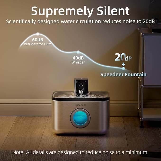 Wireless Cat Water Fountain Stainless Steel, 135oz/4L, 6 Filters | Cordless Design, Motion Sensor, 4000mAh Battery Operated Pet Fountain, 3 Water Modes, 20dB Quiet Pump, Multi-Filtration
