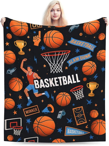 Basketball Blanket Super Soft Warm Fluffy Fleece Flannel Ball Sports Throw Blanket Cozy Fuzzy Plush Stuff Bedding Blankets Gifts for Teens Boys Kids Women Girls Adults 60"X50"