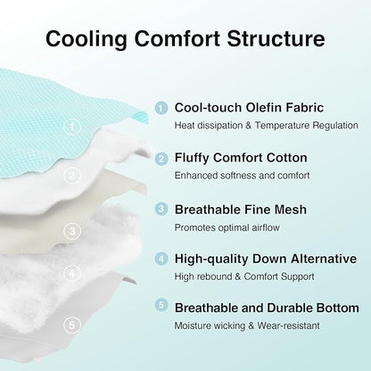 Novilla Cooling Mattress Topper Queen Size,Mattress Pad with Deep Pocket for 8-21" Mattress,Soft Mattress Cover for Back Pain Relief,3D+7D Down Alternative Bed Topper for Hot Sleepers