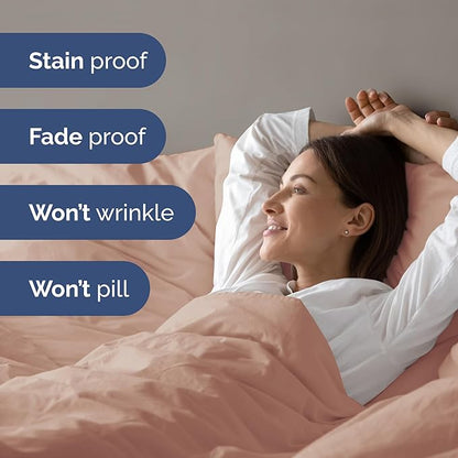 Duvet Cover Twin/Twin XL Size Set - Extra Soft Twin/Twin XL Duvet Cover 68" x 90" with 1 Pillow Sham - Hotel Luxury, Easy Care, Fade Free w/ Zipper Closures & Ties - Comfy, Cozy & Breathable (Mauve)