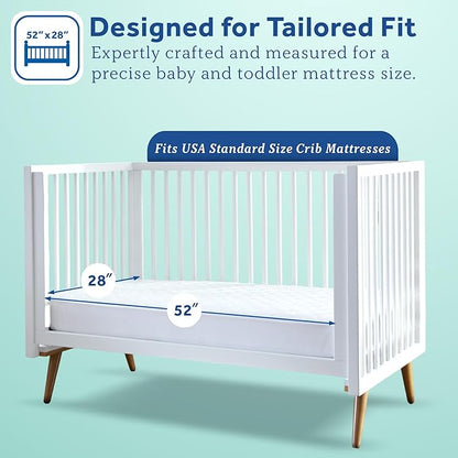 Sealy Baby SafetyCase Breathable Waterproof Crib Mattress Protector Pad, Toddler Bed Cover, Zippered Bedding Encasement, Noiseless, Machine Washable / Dryer Friendly, 52x28” - White