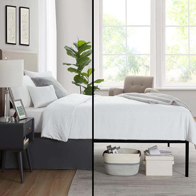 Nestl Dark Gray Bed Skirt Queen Size - 14 Inch Drop - Brushed Microfiber Hotel Quality Pleated Bed Skirt - Shrinkage & Fade Resistant