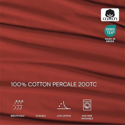 Lacoste 100% Cotton Percale 3-Piece Sheet Set – Cool, Crisp, Matte, and Durable, Oeko-Tex Certified – Solid, Chili Pepper, Twin