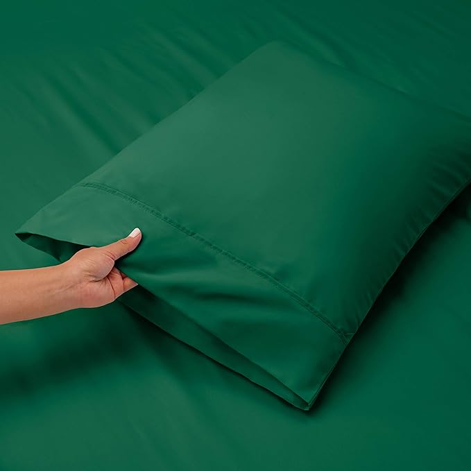 Hearth & Harbor Bed Sheets, Luxury Soft 6 Piece Bed Sheet Set Extra Deep Pocket Fitted Sheets Fits Mattress up to 21", Double Brushed Bedding Sheets & Pillowcases, Full, Dark Green