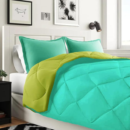 Elegant Comfort 7-Piece Bed-in-a-Bag Comforter & Sheet Set- Luxury 1500 Thread Count 7-Piece Cali King Size Bed-in-a-Bag, Cozy Bed Sheets and Comforter Set, Wrinkle and Stain Resistant, Aqua/Lime