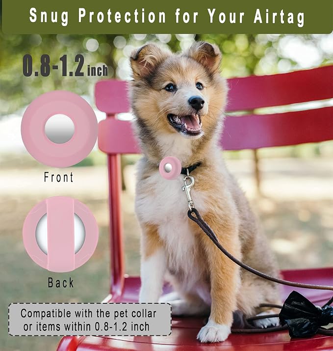 for Airtag Holder for Dog Collar, Cibaabo Silicone Air Tag Case Cover | for 0.8-1.2inch Pet Collar | doesn't dangle | Compact | Easy Installation | Compatible with Apple Airtags