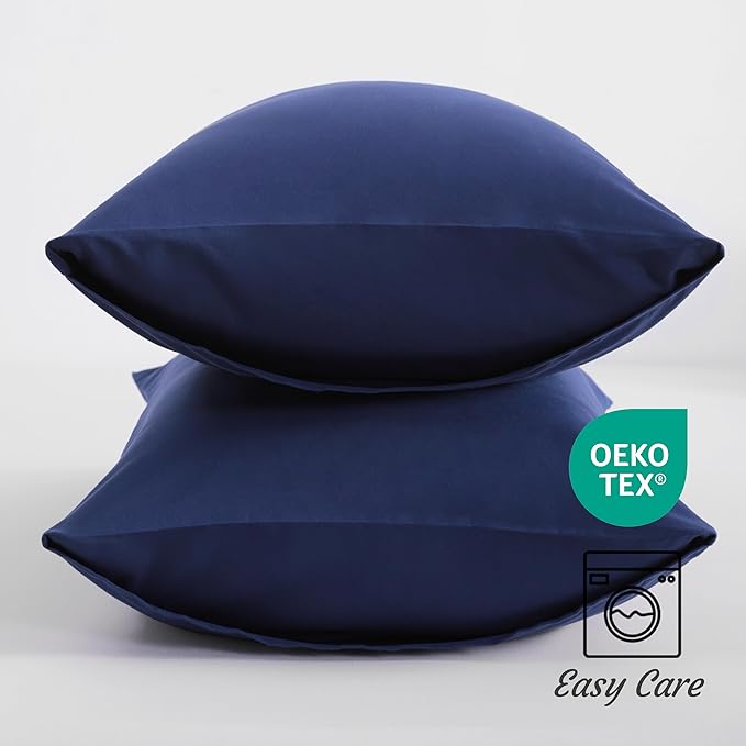 NTBAY King Pillow Cases Set of 2, 2 Pack Brushed Microfiber 20x40 Pillow Cases, Soft, Wrinkle, Fade, Stain Resistant Navy Blue Pillow Cases with Envelope Closure, 20x40 Inches, Navy Blue