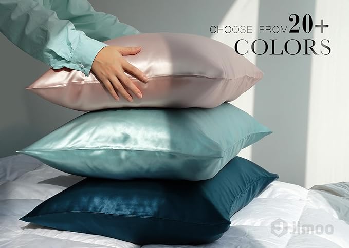 100% Mulberry Silk Pillowcase for Hair and Skin, 22 Momme Pure Natural Silk Pillow Case Both Sided with Zipper, Pillow Cover for Women Mom Men (Navy Blue, Standard 20''×26'', 1 Pack)