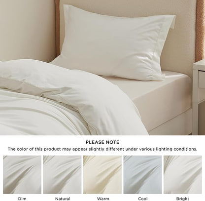 Bedsure Duvet Cover Twin/Twin XL Size - Soft Double Brushed Bedding Set for Kids & Adults, Zipper Closure, 2 Pieces, Includes 1 Duvet Cover (68"x90") & 1 Pillow Sham, NO Comforter, Cream White