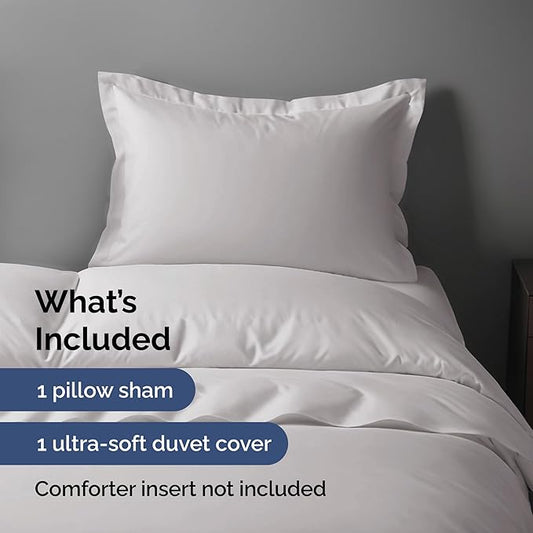 Duvet Cover Twin/Twin XL Size Set - Extra Soft Twin/Twin XL Duvet Cover 68" x 90" with 1 Pillow Sham - Hotel Luxury, Easy Care, Fade Free w/ Zipper Closures & Ties - Comfy & Breathable (French Grey)
