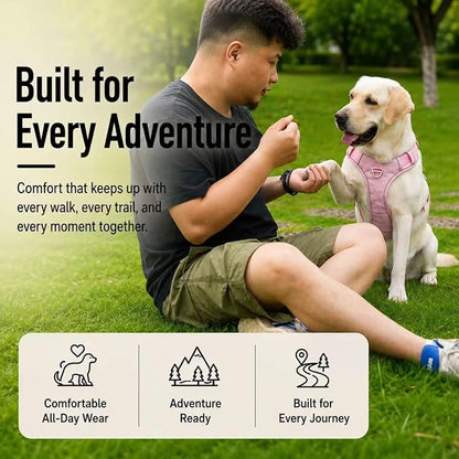 No Pull Dog Harness with Built-in Hidden AirTag & GPS Tracker Holder, Reflective Adjustable Escape-Proof Vest Harness for Small & Medium Dogs (Pink, S)